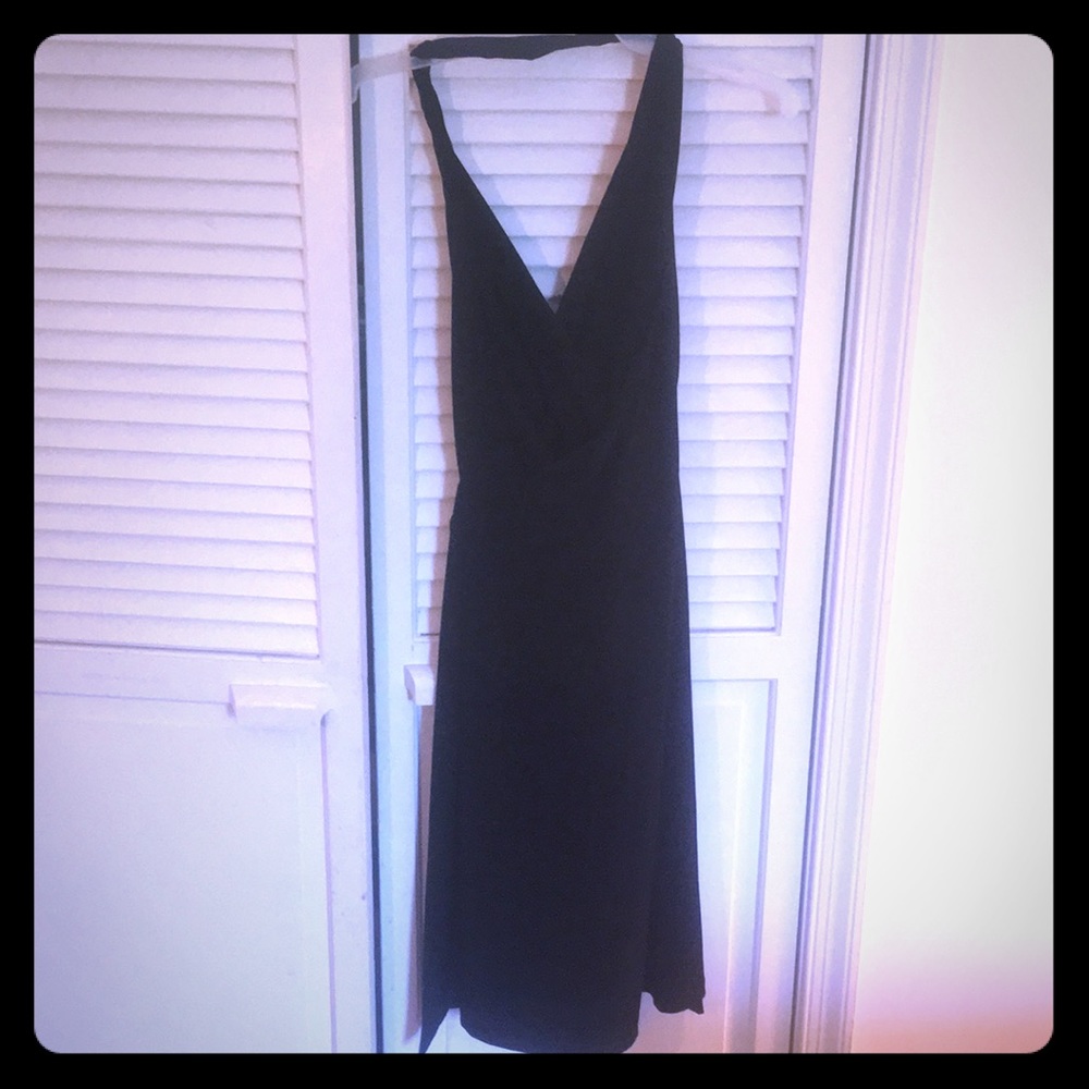 LBD black halter dress